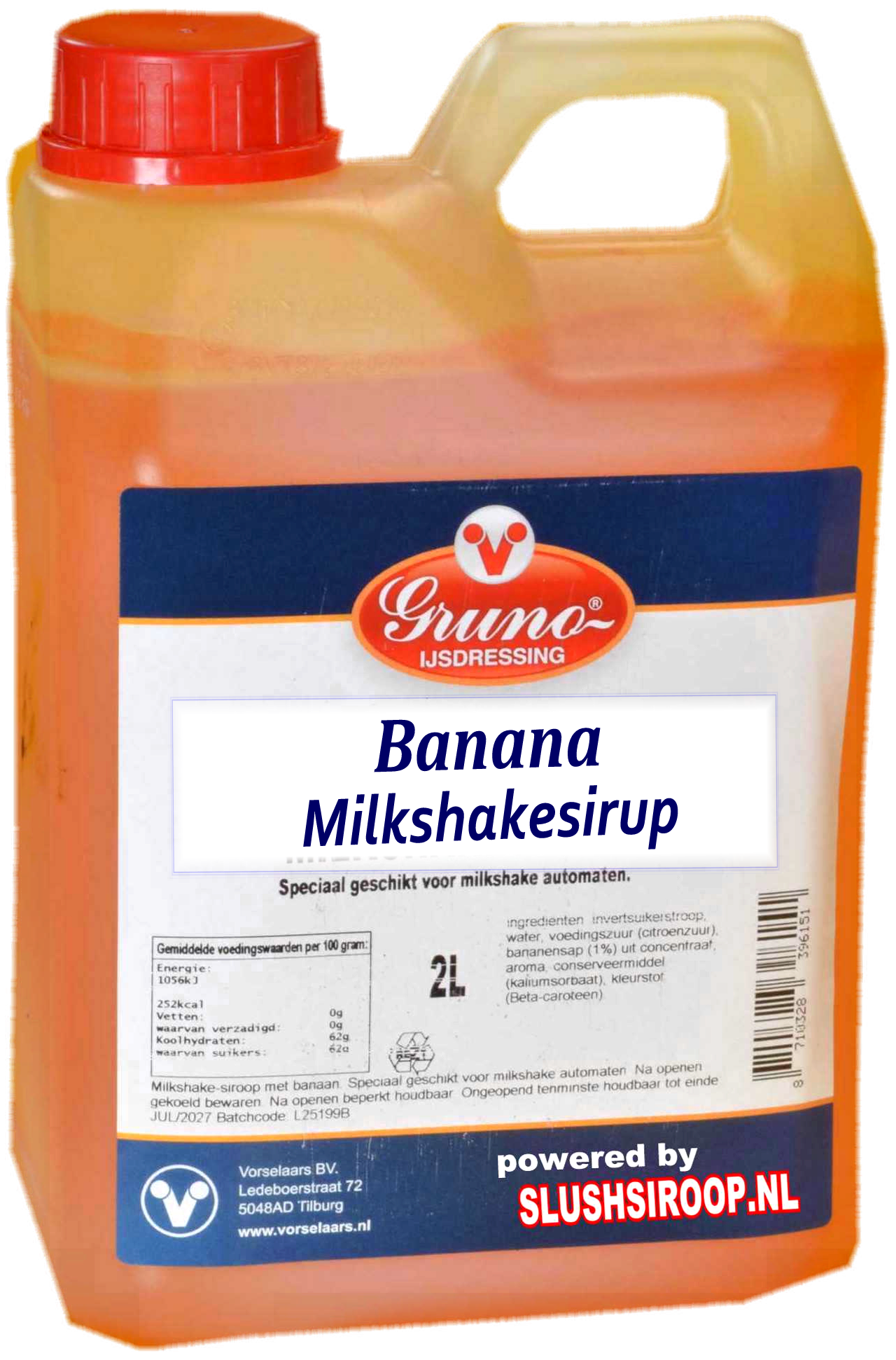 GRUNO - MilaNNE Milchshake-Sirup BANANEN-Geschmack, Tank A, 2 Liter - www.slush-eissirup.de