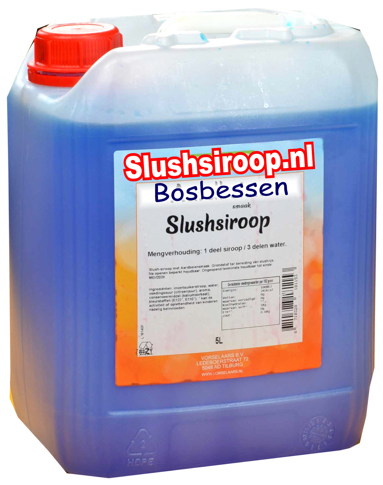Slush Sirup HEIDELBEERE Geschmack - Tank mit 5 ltr - Vorselaars - www.slush-eissirup.de - Ein eiskalter Genuss für Jung und Alt.