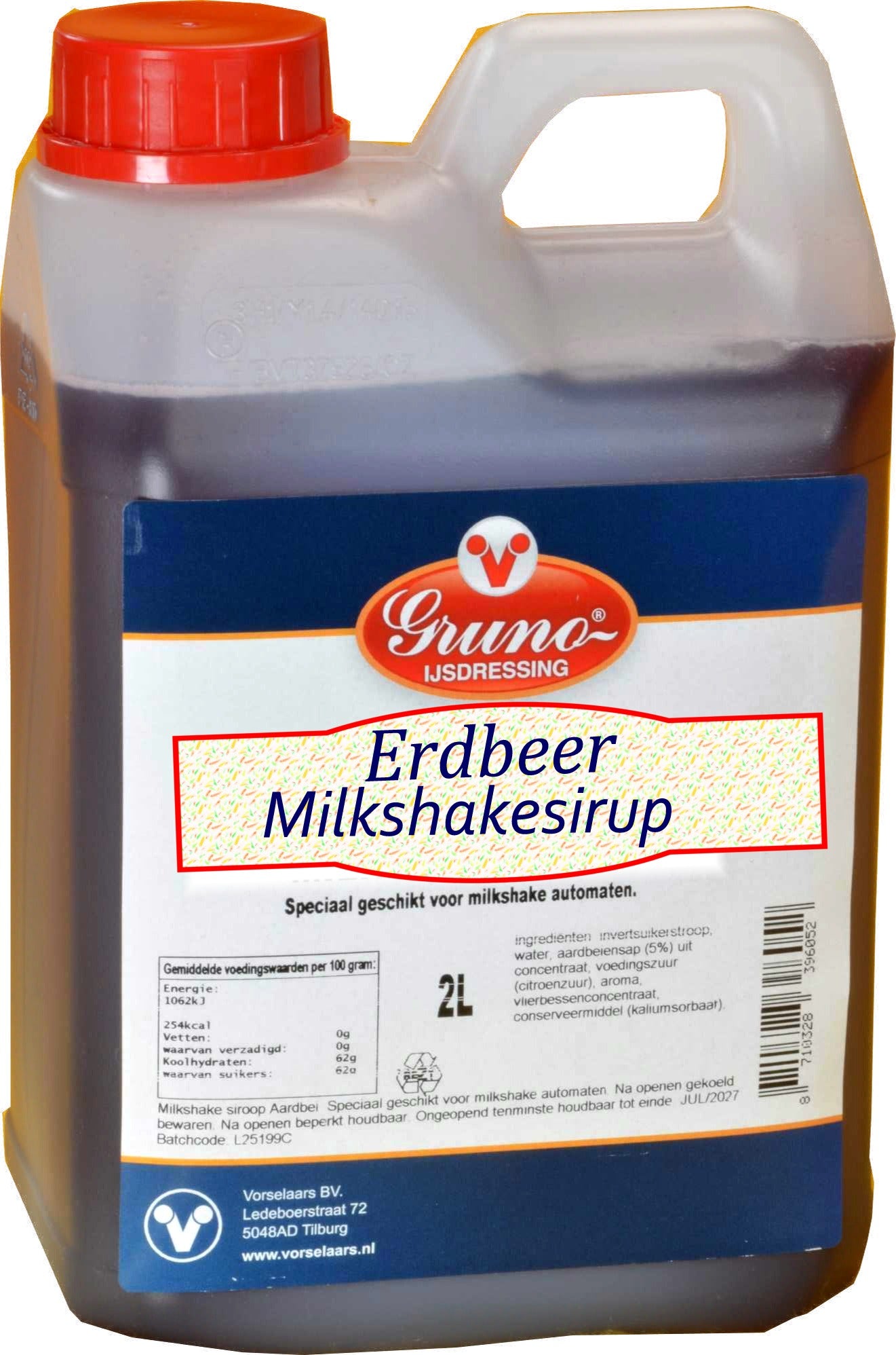 GRUNO - MilaNNE Milchshake-Sirup Erdbeergeschmack, Tank A, 2 Liter - www.slush-eissirup.de