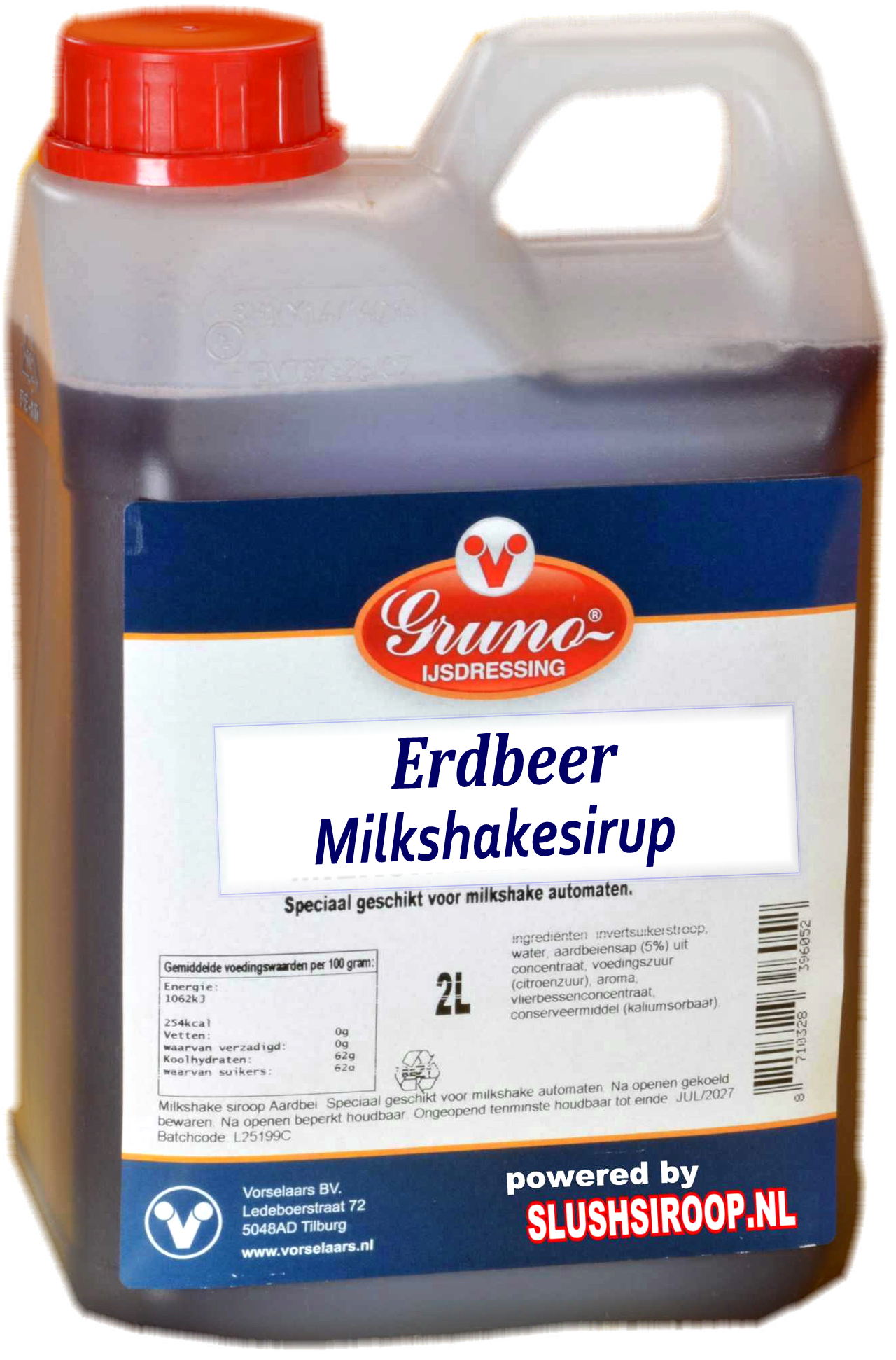 GRUNO - MilaNNE Milchshake-Sirup Erdbeergeschmack, Tank A, 2 Liter - www.slush-eissirup.de