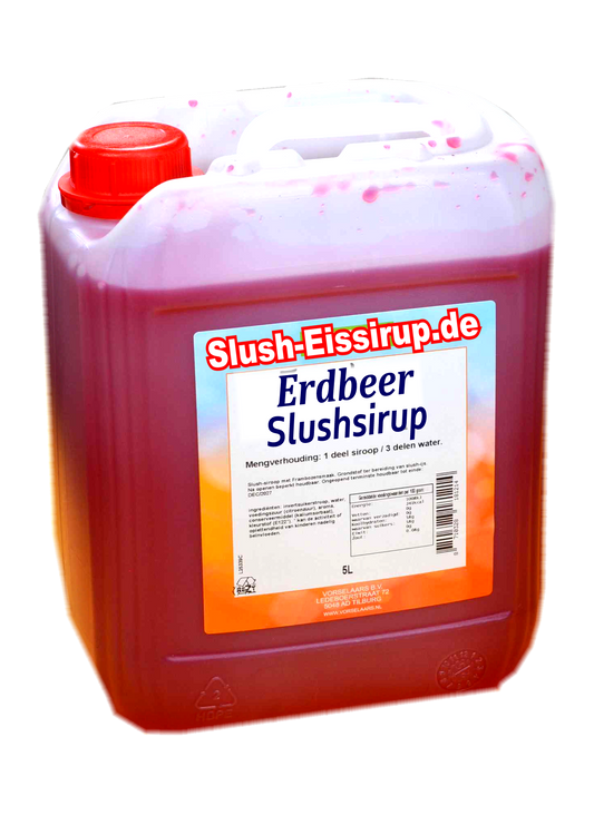 Slush Syrup STRAWBERRY - 5 ltr tank - Vorselaars - Slushsiroop.com - The most delicious ice drink in the Netherlands