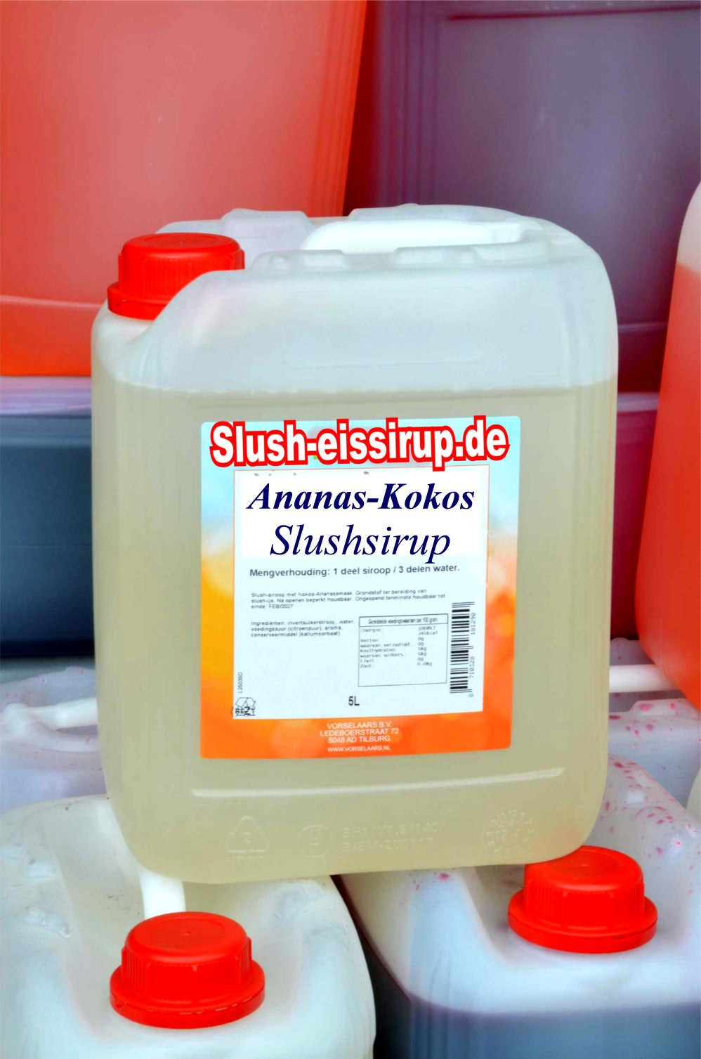 Slush syrup PINEAPPLE-COCONUT flavor - 5-liter tank - Vorselaars - Slushsiroop.nl