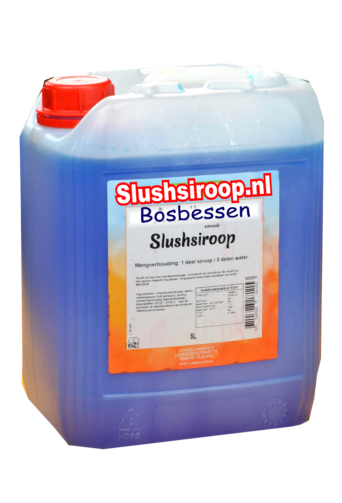 Slush Sirup HEIDELBEERE Geschmack - Tank mit 5 ltr - Vorselaars - www.slush-eissirup.de - Ein eiskalter Genuss für Jung und Alt.